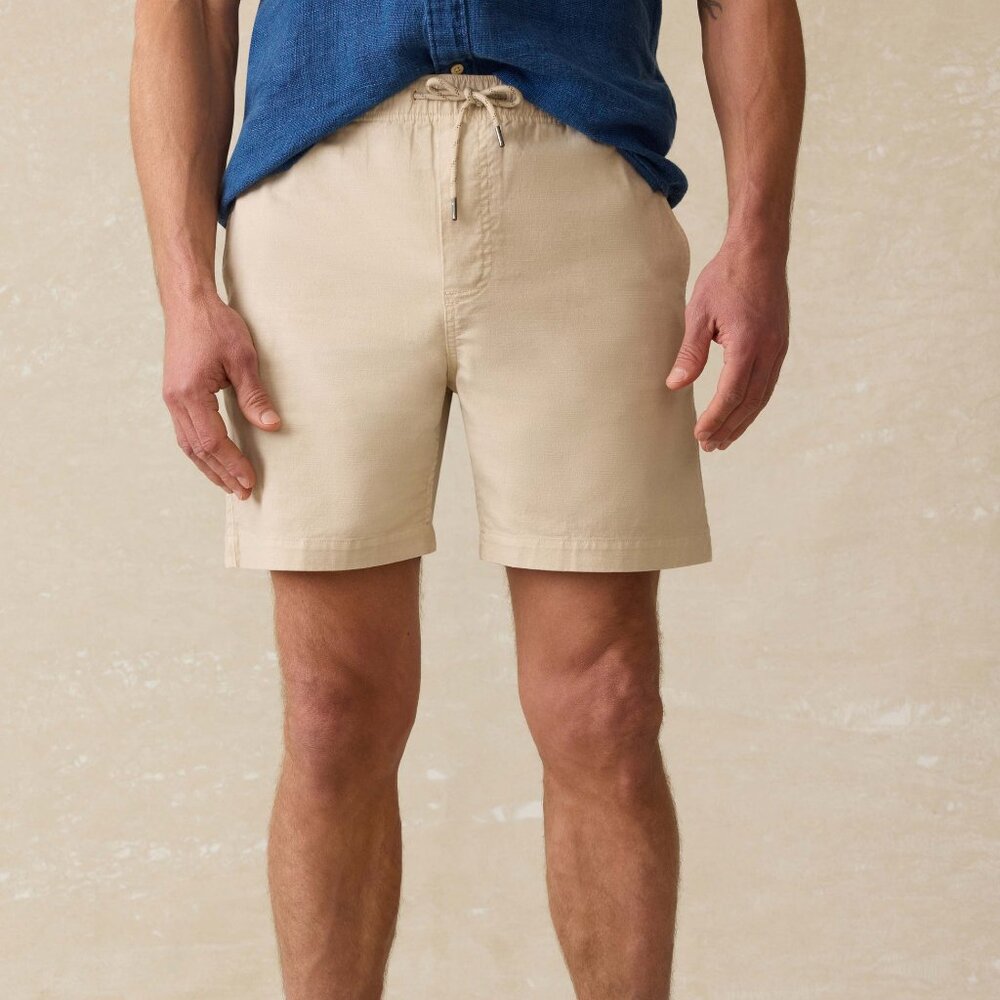 NEW Faherty Men's Essential Drawstring Shorts Stone XXL Organic Cotton $108
